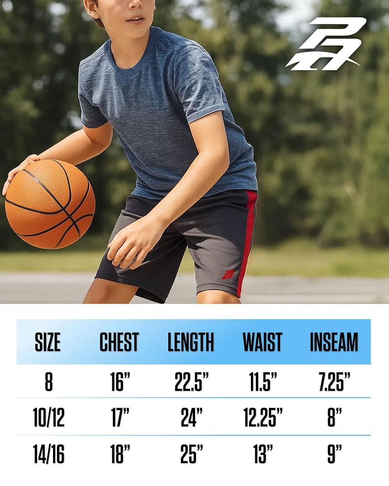 Pro Athlete Boys Athletic Shorts 2 Pack Quick Dry with Pockets - Black/Blue