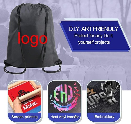 BeeGreen X-Large Navy Blue Drawstring Backpack - Versatile Gym Bag with Shoe Compartment | 22.4" L x 17.5" W