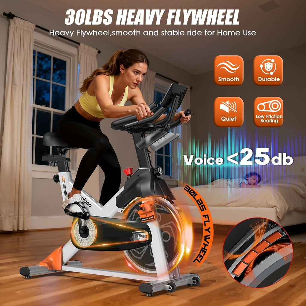 POOBOO Magnetic Exercise Bike - Quiet Indoor Cycling Bike with LCD Monitor & 350lbs Capacity | Adjustable Resistance for Home Gym Fitness