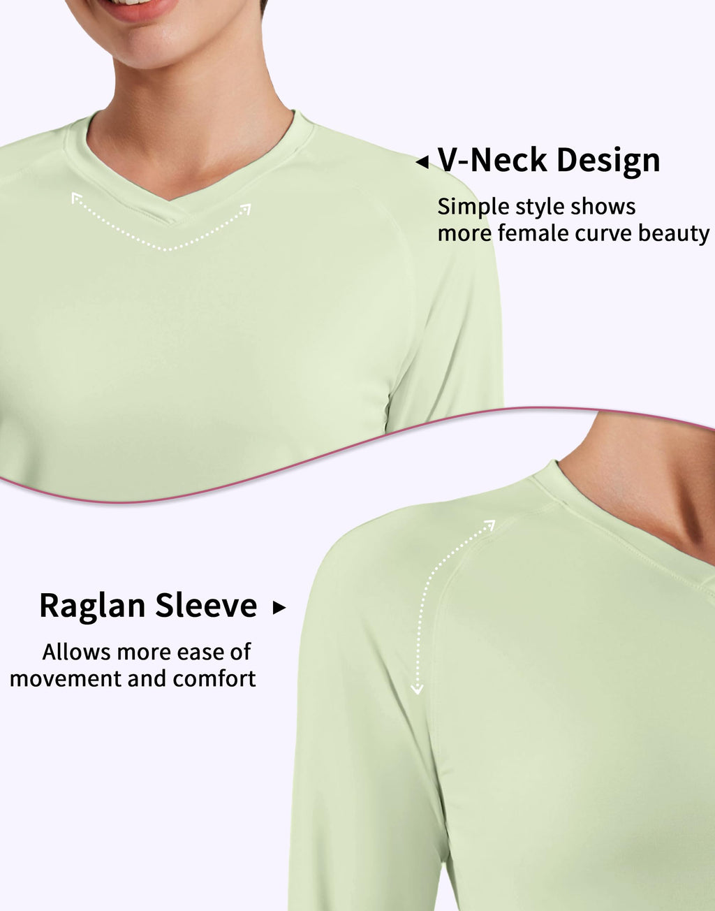 Pioneer Camp Womens UV Sun Shirt Long Sleeve Shirts for Women V Neck UPF50+ Workout Tops Quick Dry Rash Guard Hiking Shirt Pea Green