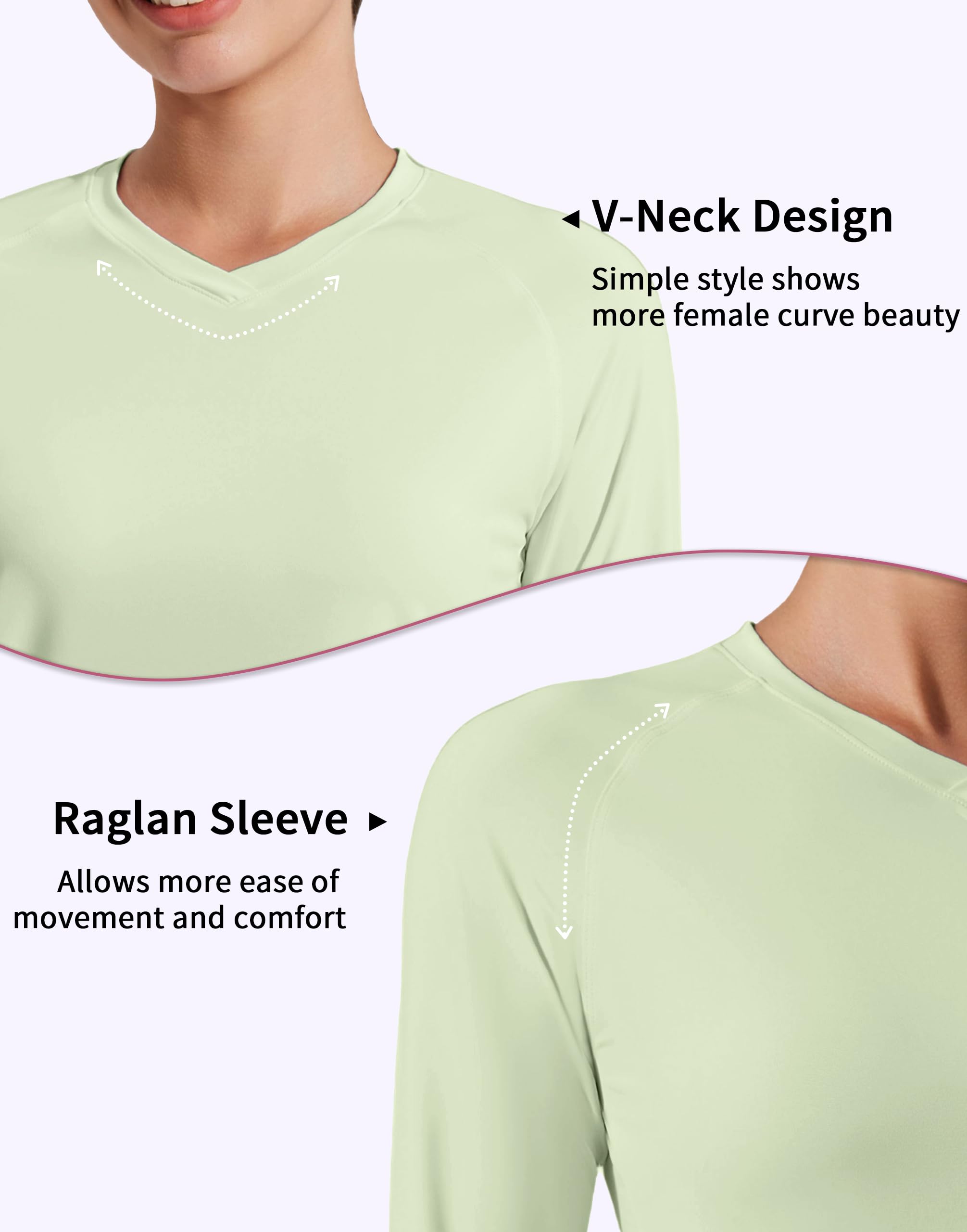 Pioneer Camp Womens UV Sun Shirt Long Sleeve Shirts for Women V Neck UPF50+ Workout Tops Quick Dry Rash Guard Hiking Shirt Pea Green