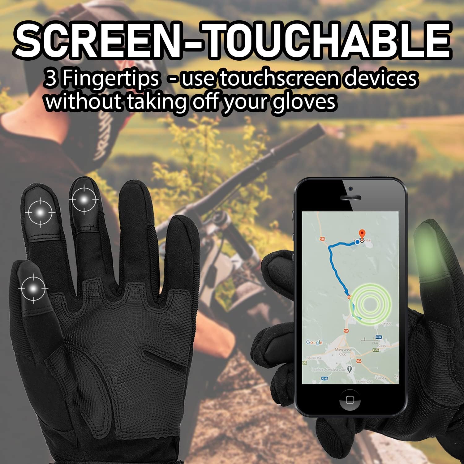 Sutekus Tactical Gloves - Hard Knuckle Design with Touchscreen Fingers for Hiking, Camping & More