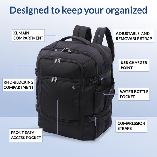 Aerolite AA & Delta Airlines Travel Backpack for Adults - Maximium Size Personal Item Backpack 18”x14”x9” with YKK Zippers | Lightweight & Eco Friendly Shoulder Backpack with USB Charging Port