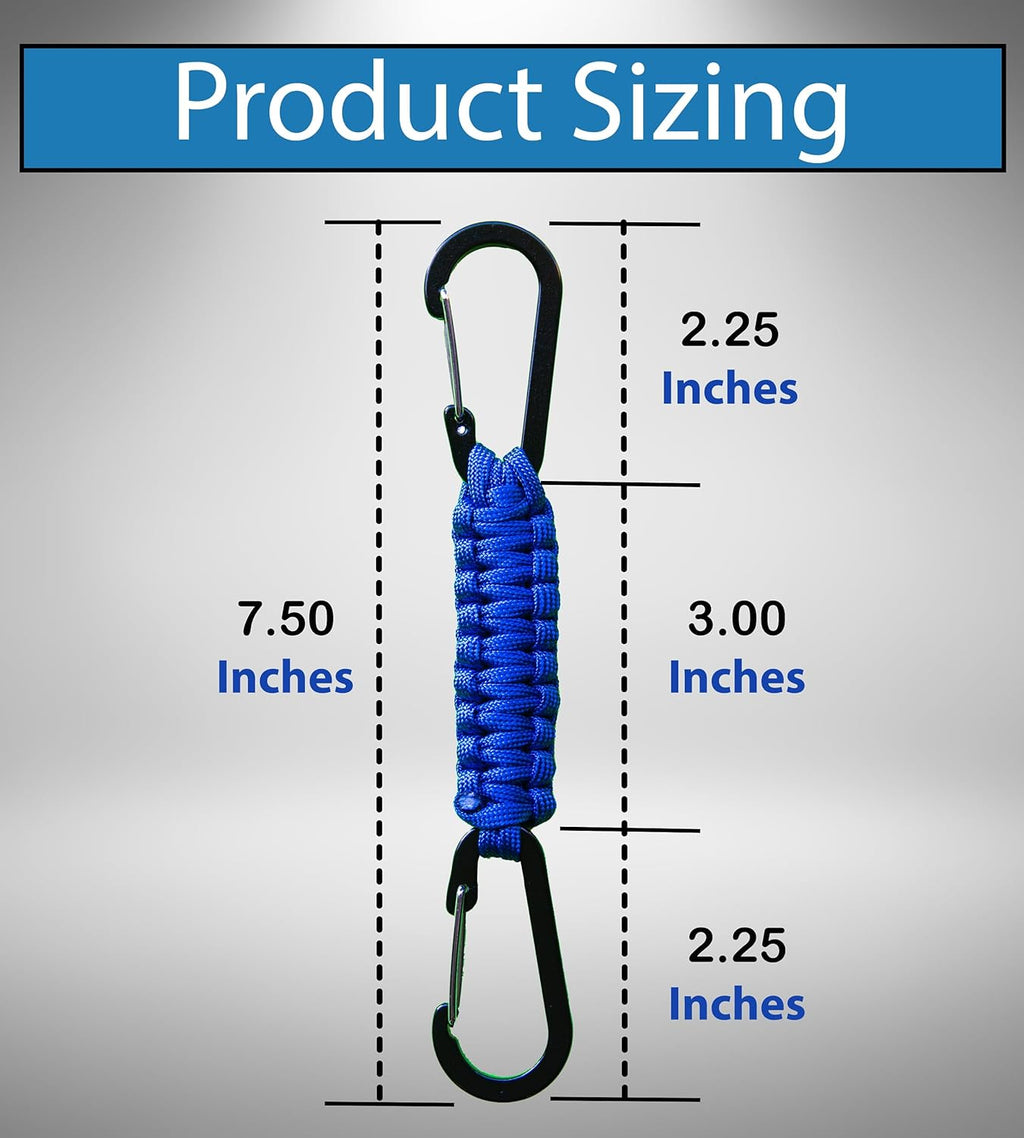 Paracord Keychain Carabiner Clips by [Brand Name] - Heavy Duty Double Hook Lanyard for Strollers, Bottles, and Tools | 2 Pack