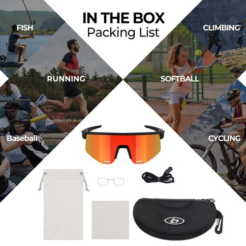 dKargo Cycling Polarized Sport Sunglasses for Men Women UV400 Baseball, Running, Golf, Motorcycle, Running, Fishing (Black Orange)