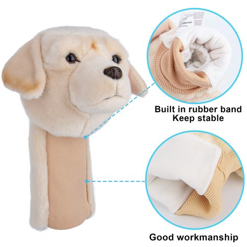 Anyork Headcovers Lab Driver Headcover Dog Golf Club Head Covers Funny Golf Club Covers Animals Plush Driver Headcover Gift for Men Women