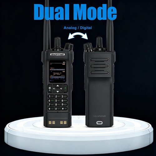BAOFENG DM32 DM-32UV DM-32 10W Tri-Power DMR Walkie Talkie Digital Mobile Radio Dual-Mode Analog GPS APRS Dual Band Dual Time Slot AM FM Type-C Charging 2 Way Radio for Outdoor Survival Gear (Black)