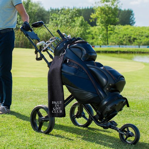 WUUCKOO Black Hole in One Club Embroidered Golf Towel, Funny Golf Towel for Golf Bag with Clip, Golf Accessories for Men, Birthday Gifts for Golfer