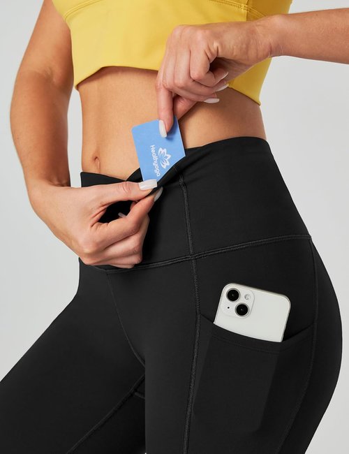 Heathyoga Capri Leggings - High Waisted Tummy Control Yoga Pants with Pockets for Women