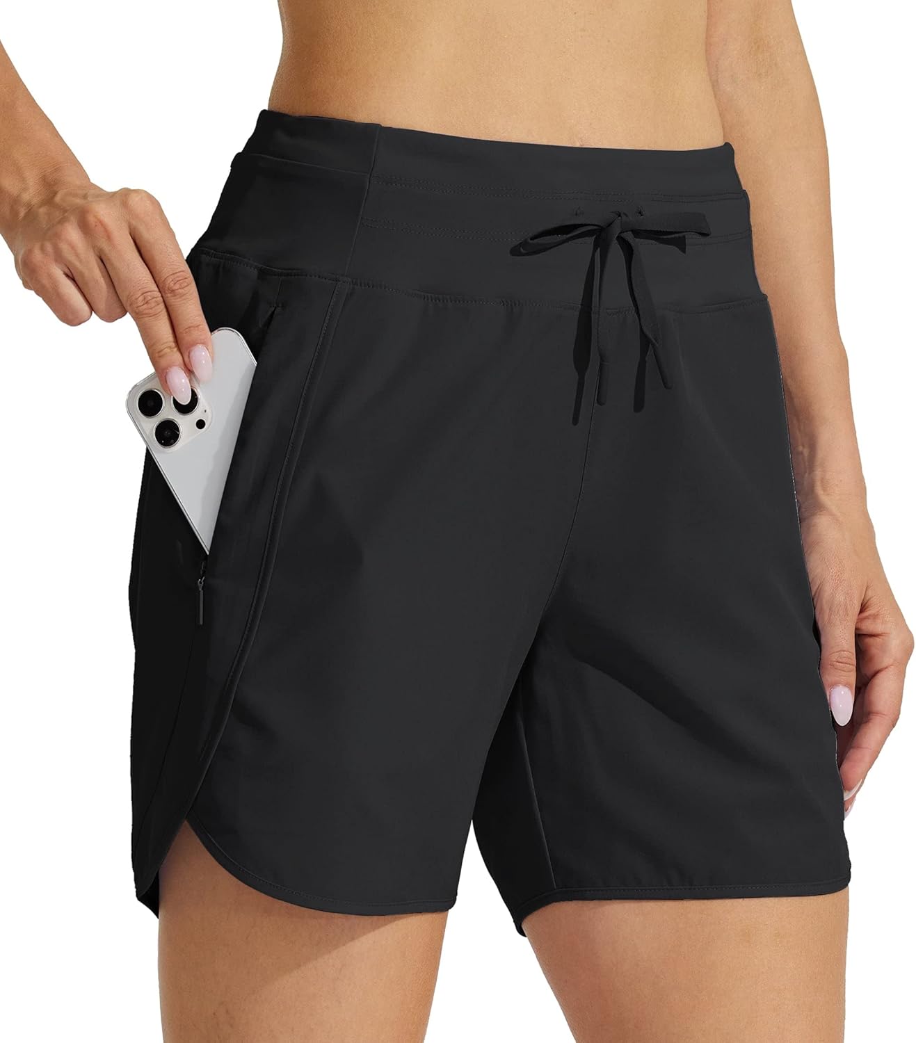 Willit Women's Running Shorts - Quick Dry High Waisted Athletic Gym Shorts with Zipper Pocket | 5" Length