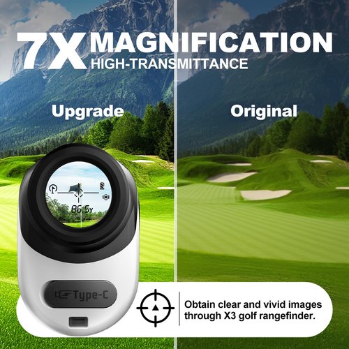 Golf Rangefinder with Slope Magnetic, 7X Magnification, 5 Modes, Flag Pole Locking, Vibration, Range Finder Golf Tournament Legal, Rechargeable Golf Accessories Gift for Men