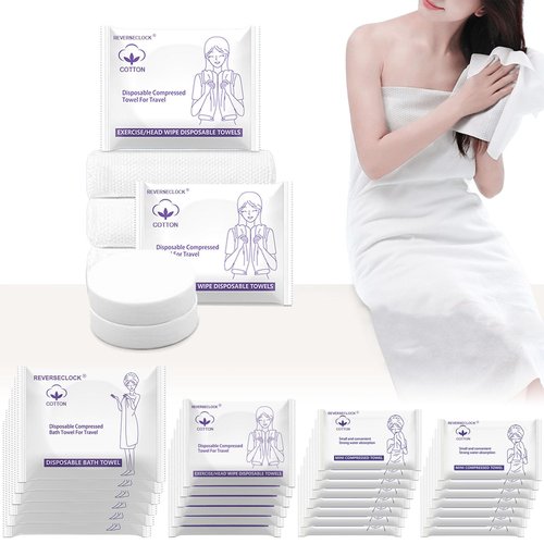 Disposable Towel Set Compressed Towels Large Bath Towel Face Towel Cotton Thick Portable Reusable Washcloth for Travel Camping Hiking Swimming Outdoor Sports Beauty Salon Cleaning Travel Kit for Hotel