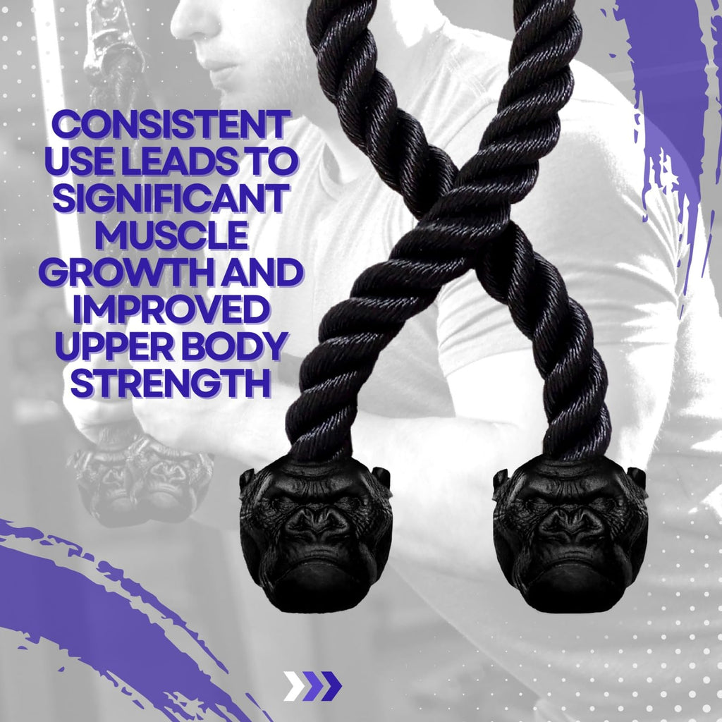 Trained Tricep Rope Pull Down Cable Gorilla Gripz, 27 Inch Rope Length, Easy to Grip & Non-Slip Cable Attachment for Gym Workout Exercise