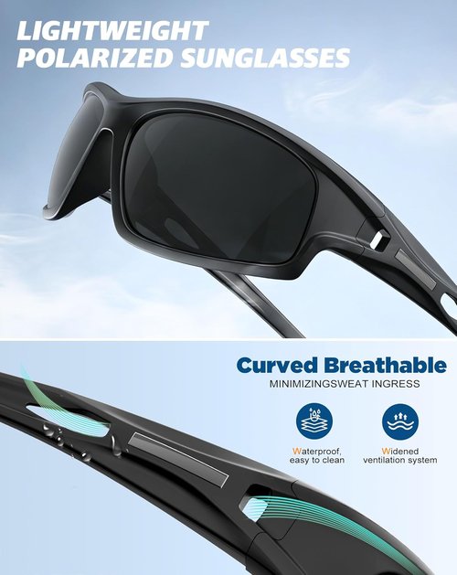 KALIYADI Polarized Sunglasses-Men Sports Sun-Glasses: Mens Sunglasses UV400 Protection for Running Fishing Golf