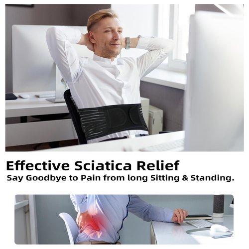 Back Brace for Lower Back Pain Relief - Adjustable Breathable Lumbar Support Belt with 6 Reinforced Steel Stays for Men & Women, Sciatica, Herniated Disc, Scoliosis & Muscle Support (Black, Small)