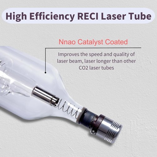 MCWlaser RECI W2 CO2 Laser Tube - 90W/100W, 1240mm Length, 80mm Diameter, 10,000h MTTF