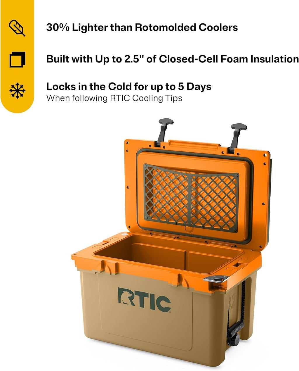RTIC Ultra-Light 32 Quart Hard Cooler - Insulated Portable Ice Chest for Drinks & Beach Activities