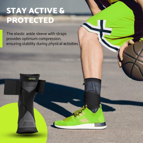 GARNO Ankle Brace – Compression Foot Sleeve with Adjustable Straps for Men & Women, Plantar Fasciitis & Achilles Support, Heel & Arch Pain Relief, Swelling & Injury Recovery, Protection for Sports, Running & Basketball (One Size Fits Most, Black)