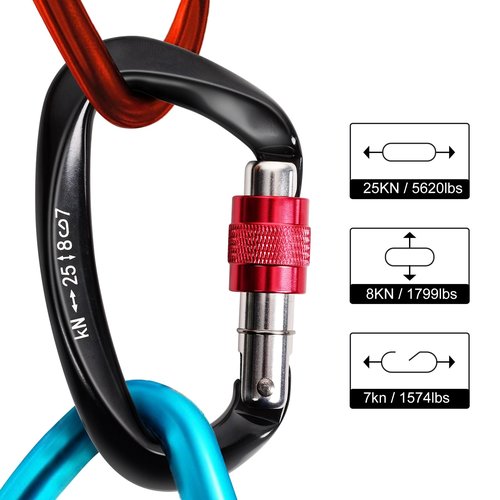 Climbing Carabiner Clips 25KN Auto Locking Heavy Duty Carabiner Clip, Fit for Rock Climbing, Rappelling, Rescue, Hammock, Aerial Work, Camping, Dog Leash etc(4 Packs)