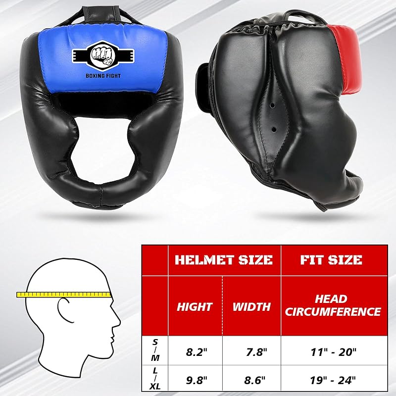 Sparring Head Guard with Gloves - Boxing Headgear for MMA, Kickboxing, Muay Thai & Boxing (Red & Blue, Small-Medium)