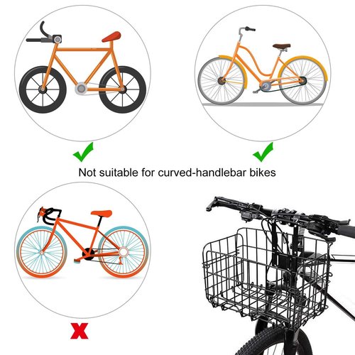 2 Pack Rear Bike Basket Folding Front Bike Basket Rust Proof Wire Mesh Bicycle Basket Mountain Bike Frame Basket Fold-Up Bike Cargo Rack