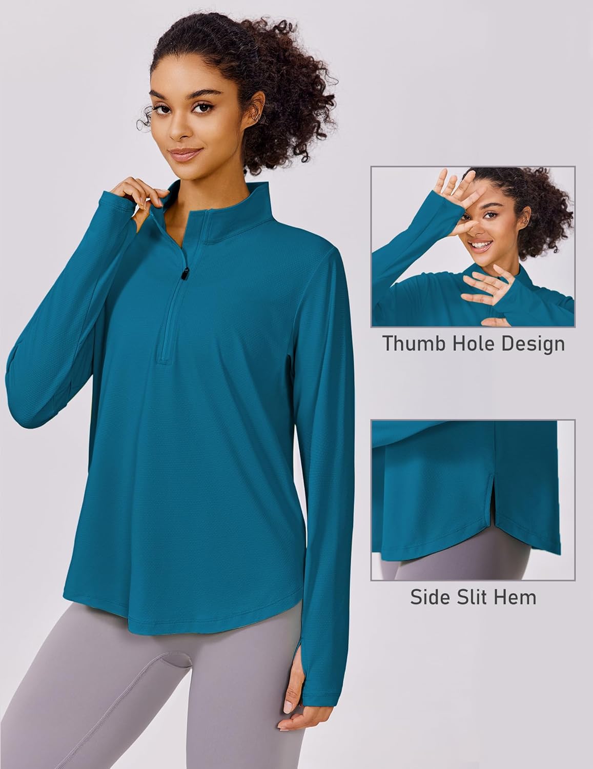 PINSPARK Long Sleeve Workout Tops for Women - UPF 50+ Sun Protection | Quick Dry Athletic Shirts