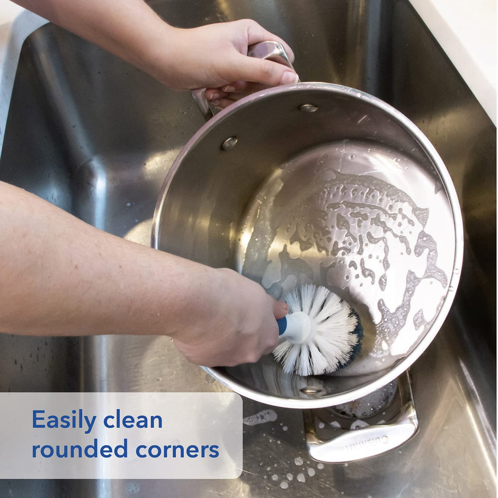 Unger Sink & Dish Scrub Brush - Non-Scratch Bristles for Hard-to-Reach Corners | Ideal for Glassware & Pots