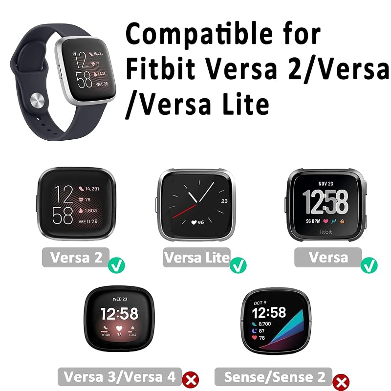 4 Pack Silicone Versa Bands - Avocado Green, Smoke Violet, Milk Tea, Starlight (Versa 2/ Versa/ Versa Lite/ Versa SE)