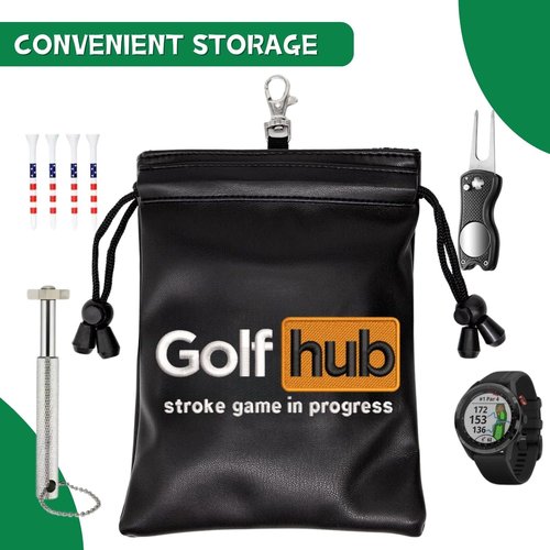 Funny Golf Valuables Pouch,Golf Pouch Bag with Drawstrings Tee Bag for Men Women - Hub