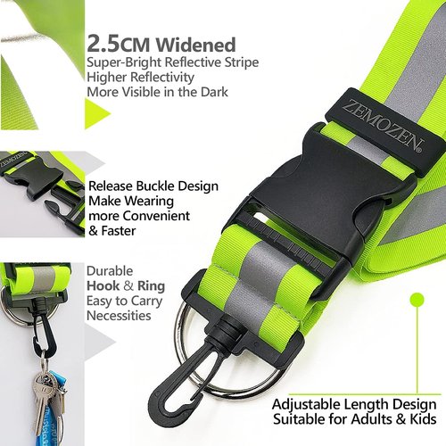ZEMOZEN Reflective Sash for Walking at Night | High Visibility Reflectors Running Gear Women Safety Items Replaces Reflective running vest | Perfect for Dog Walking, Night Running & Cycling