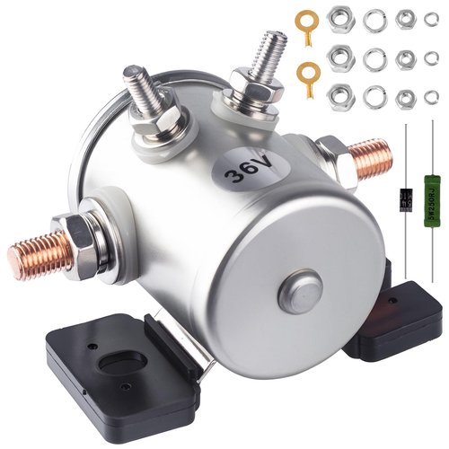 36V Solenoid Relay EZGO Golf Carts 70 Series Continuous Duty 4 Terminal SPNO Fit for EZGO TXT Marathon 1980-2010 Electric Golf Cart Includes Resistor Diode Replace OEM 11761-G1 27855-G01 27855-G02