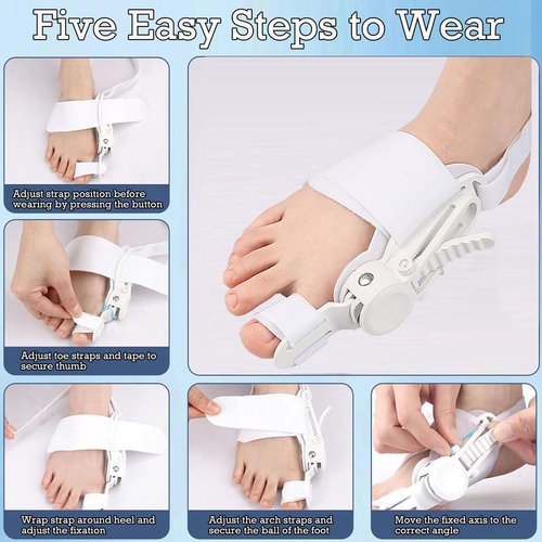 Bunion Corrector for Women & Men, Orthopedic Bunion Splint with Toe Separator Adjustable Toe Straightener for Right Left Feet-Grey