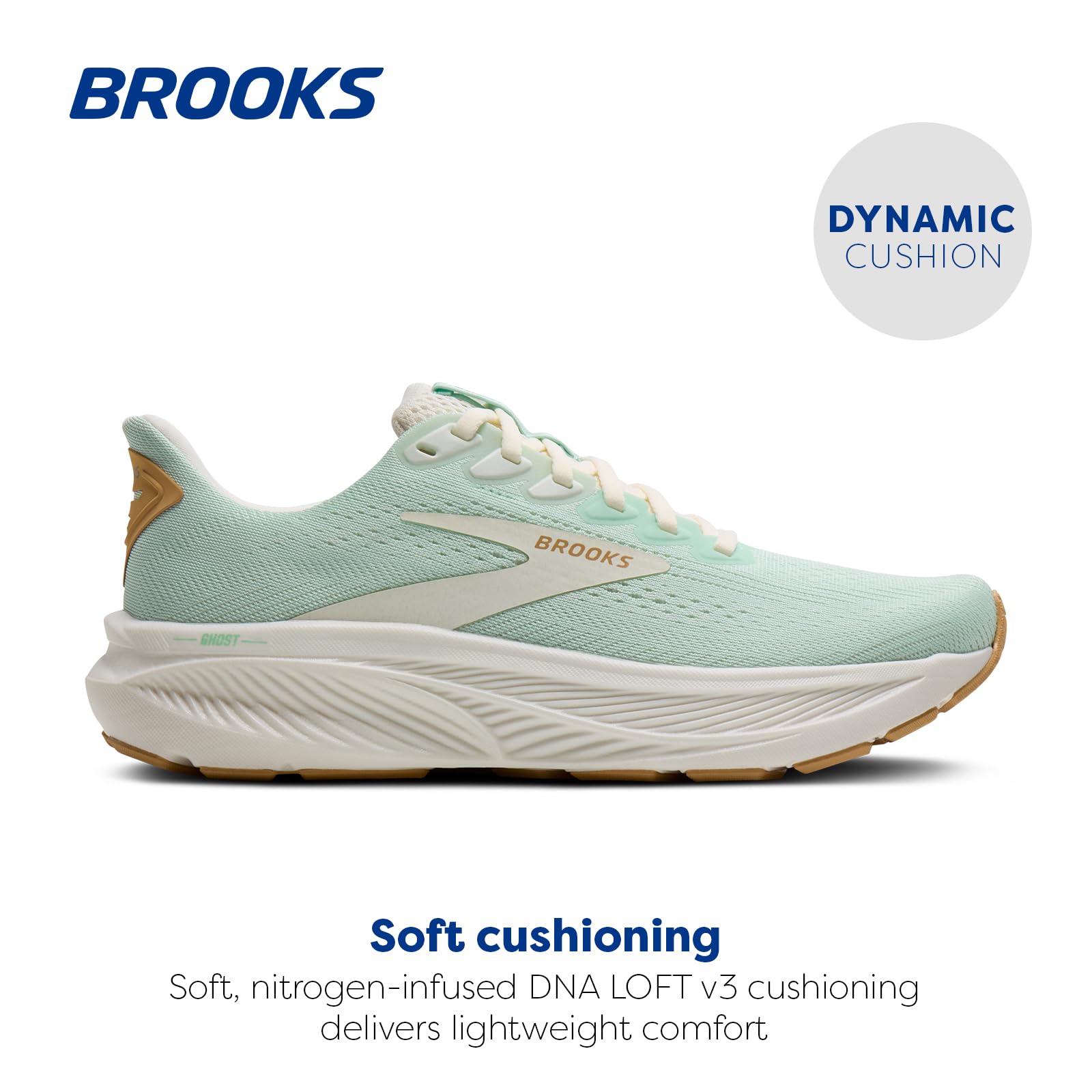 Brooks Women’s Ghost 17 Neutral Running Shoe - Honeydew/Coconut/Taffy - 7 Medium