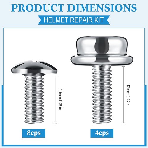 Blulu 12 Pcs Stainless Steel Helmet Screw Kit - Durable Visor Screws for Football & Hockey | 10mm & 12mm Sizes