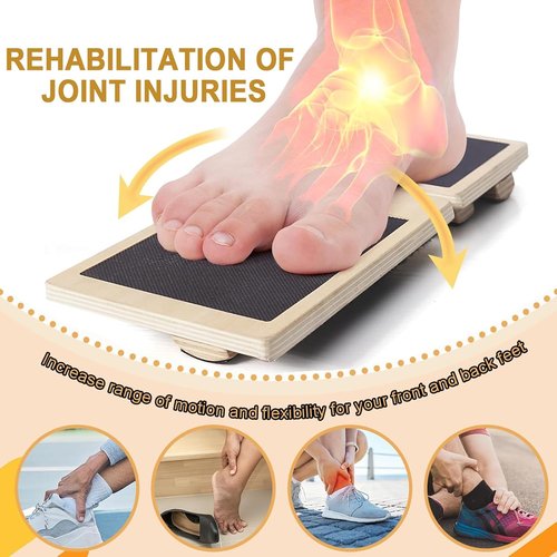 Ankle Balance Board - Non-Slip Wood Single Foot Strengthener for Plantar Fasciitis Relief | Physical Therapy