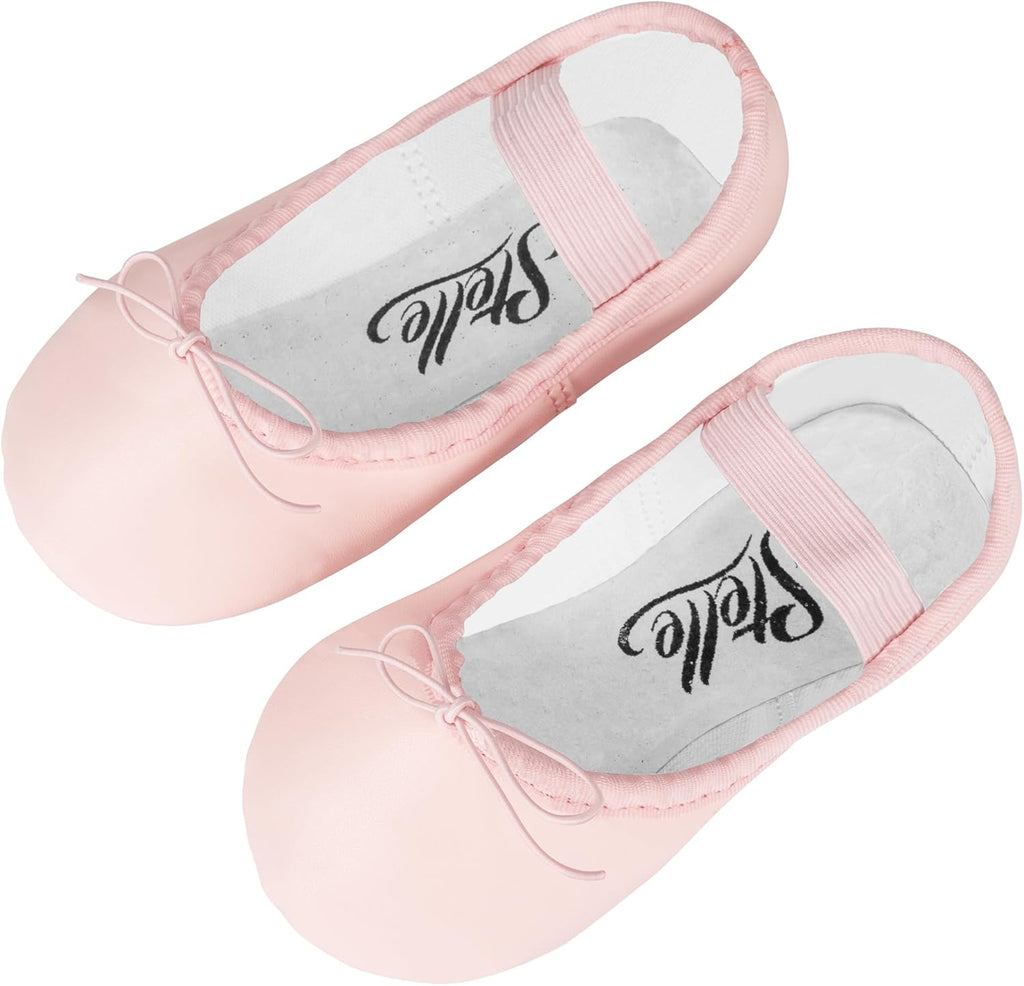 STELLE Ballet Shoes - PU Leather Dance Slippers for Girls & Boys | Toddler to Big Kid Sizes