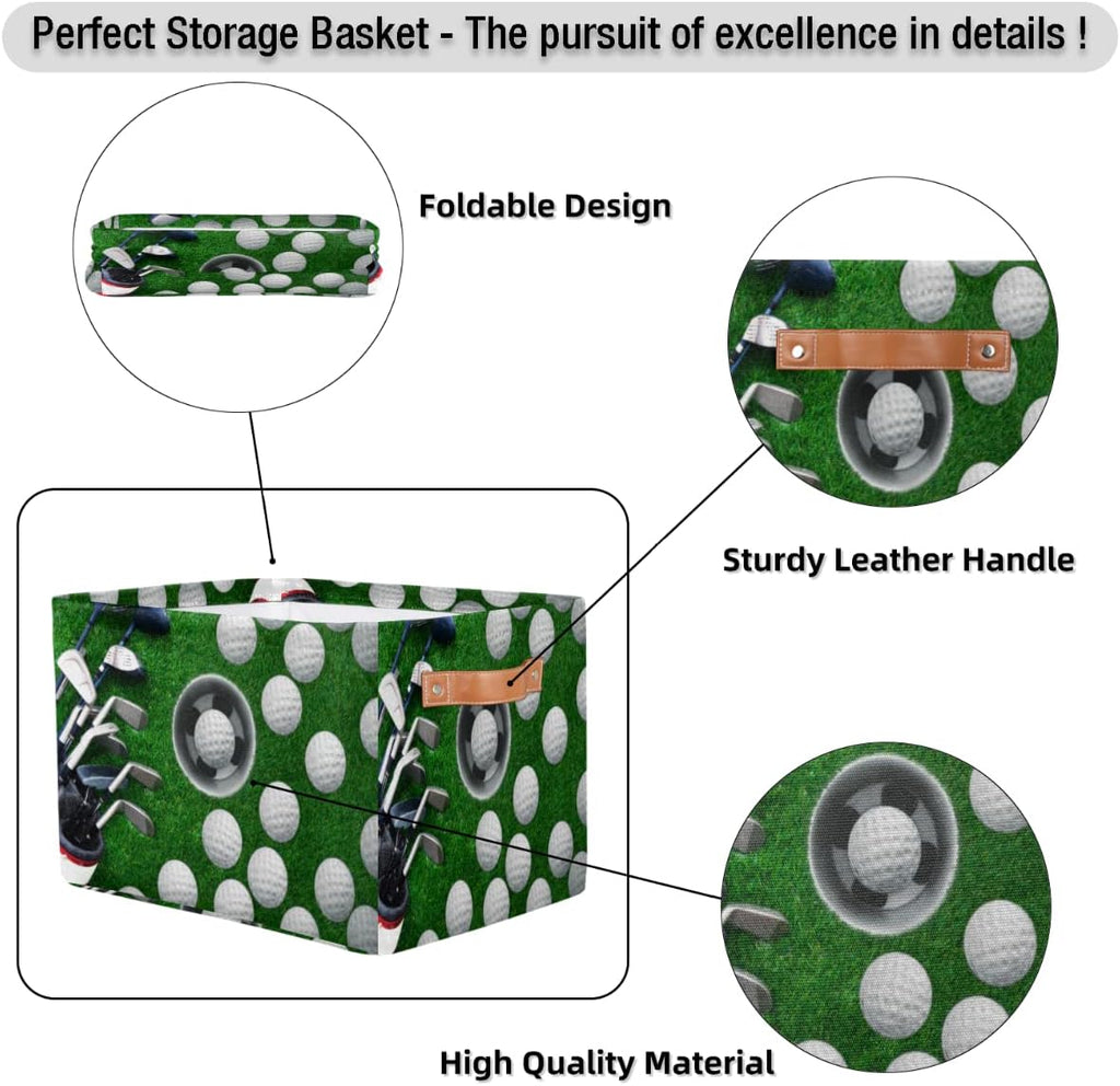 Skiennix Golf Ball Storage Basket - Foldable Fabric Organizer with Handle | Ideal for Home & Office