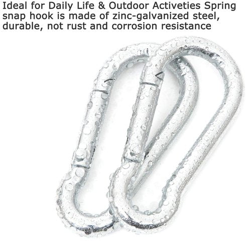 60Pcs Stainless Steel Carabiner Clip Spring-Snap Hook 1/4 in, M6 x 2 3/8 Inch Small Heavy Duty Carabiner Clips for Hammock, Punching Bag, Swing, Gym