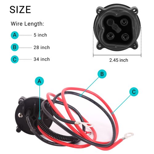 10L0L Golf Cart Powerwise Receptacle for Yamaha G29 Electric 2007 2008 2009 2010 - DC Charger Receptacle Replace with Cord JW2-H6181-02
