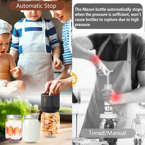 Mason Jar Vacuum Sealer Kit - Upgrade Electric Sealer for Wide & Regular Mouth Lids (80S)