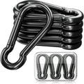 Sprookber Carabiner Clips - Heavy Duty Spring Snap Hooks for Keys & Outdoor Gear | Set of 6 (Black)