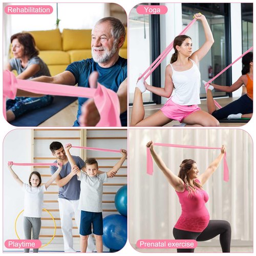 DEEKIN 10 Pcs Resistance Bands Professional Exercise Elastic Bands Latex-Free Yoga Starter Set for Pilates, Physical Therapy, Strength Training, Yoga, Working Out for Women Home Gym(Pink,15 Lbs)