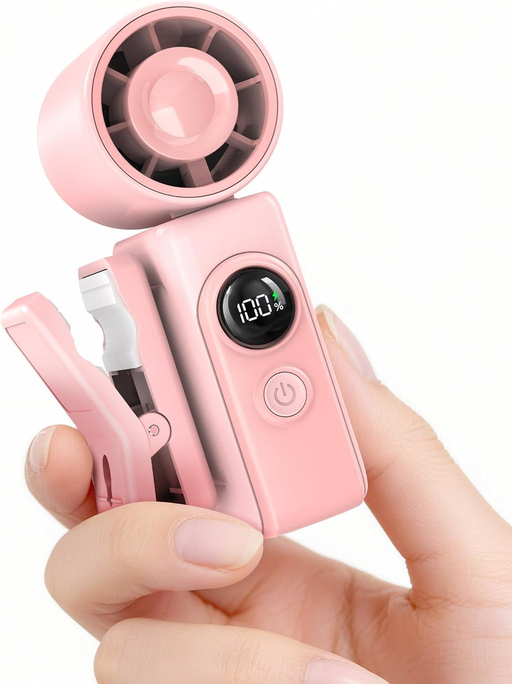 Skiennix Portable Clip-On Mini Fan - Hands-Free Rechargeable Cooling Fan with 4 Wind Speeds | Pink