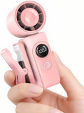 Skiennix Portable Clip-On Mini Fan - Hands-Free Rechargeable Cooling Fan with 4 Wind Speeds | Pink