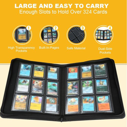 GERMUN Toploader Binder - Holds 324 Toploaders | 9 Pocket Double-Sided Storage for 3 x 4'' Cards - Diamond Green