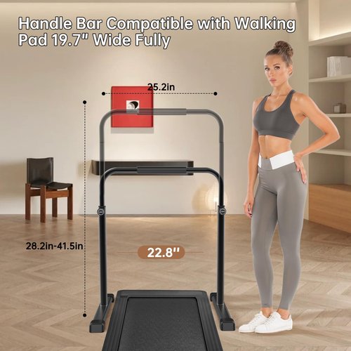 Adjustable Walking Pad Handle only, 19.7 inch Wide, 44 inch Max Height, Black