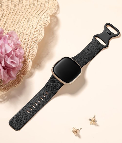 Odbeai Band compatible with Fitbit Versa 4 Bands for Woman/Versa 3 Bands Women/Sense 2 /Sense Bands,Cute Fancy Boho Floral Pattern Soft Replacement Wristbands Strap for versa sense watch bands