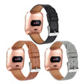 Dailatu Leather Bands for Fitbit Versa 2 Bands & Versa Bands & Versa Lite Wristbands, Adjustable Soft Classic Fitbit Versa SE Leather Replacement Strap for Women Men, black+brown+grey