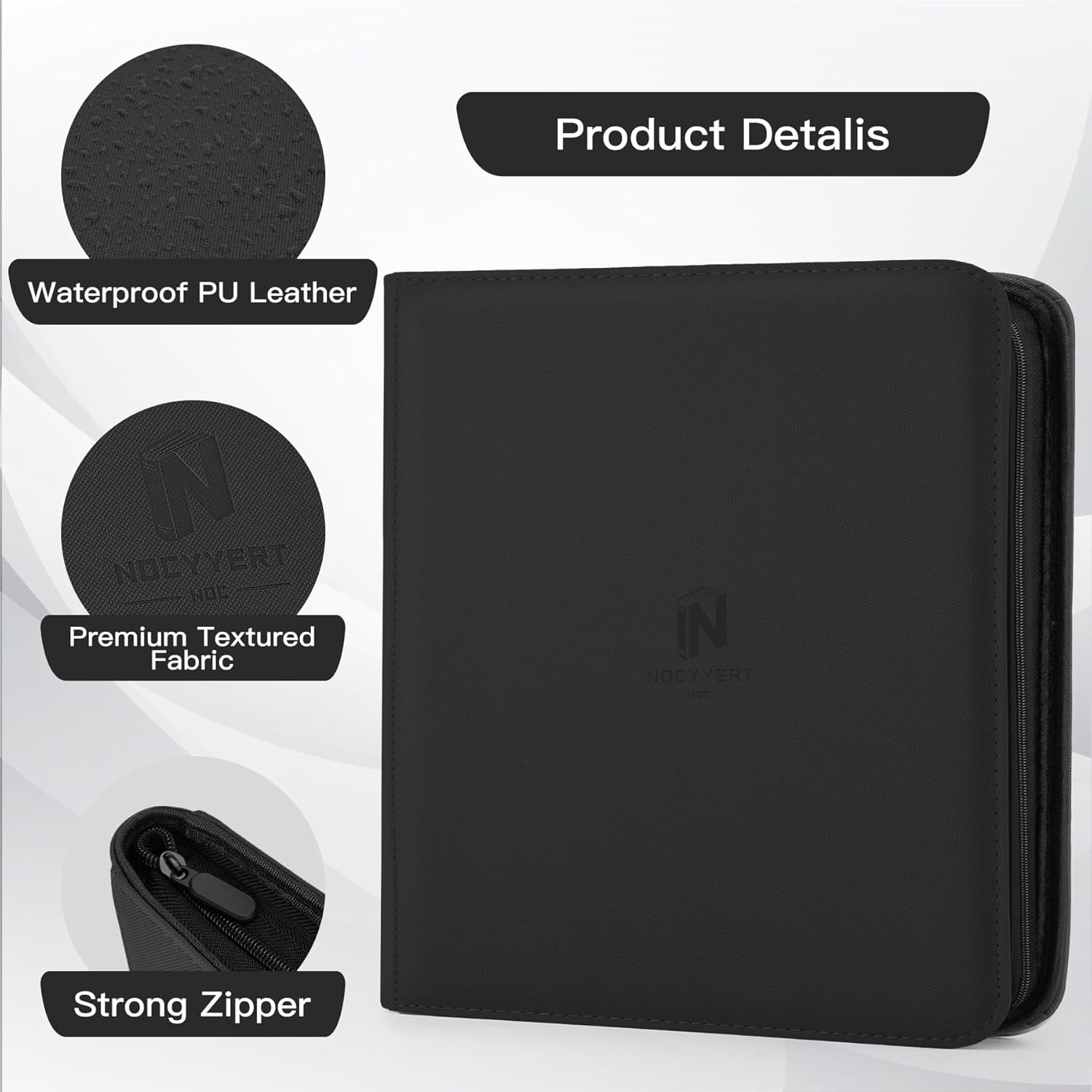 Skiennix Premium Card Binder - 12 Pocket Album for 720 Trading Cards | Durable PU Zipper, Black