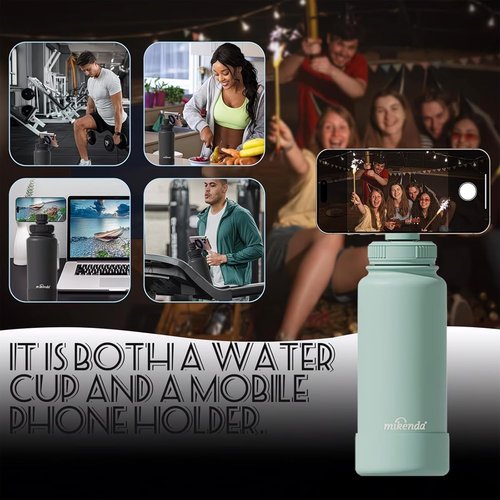 32oz Insulated Tumbler by [Brand Name] - Magnetic Phone Holder, Leak Proof Lid | 24hr Cold & 12hr Hot, Eco-Friendly (Mint Green)